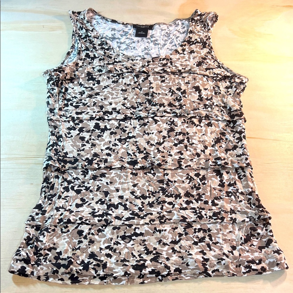 Ann Taylor Black and Tan Camo Tank Top